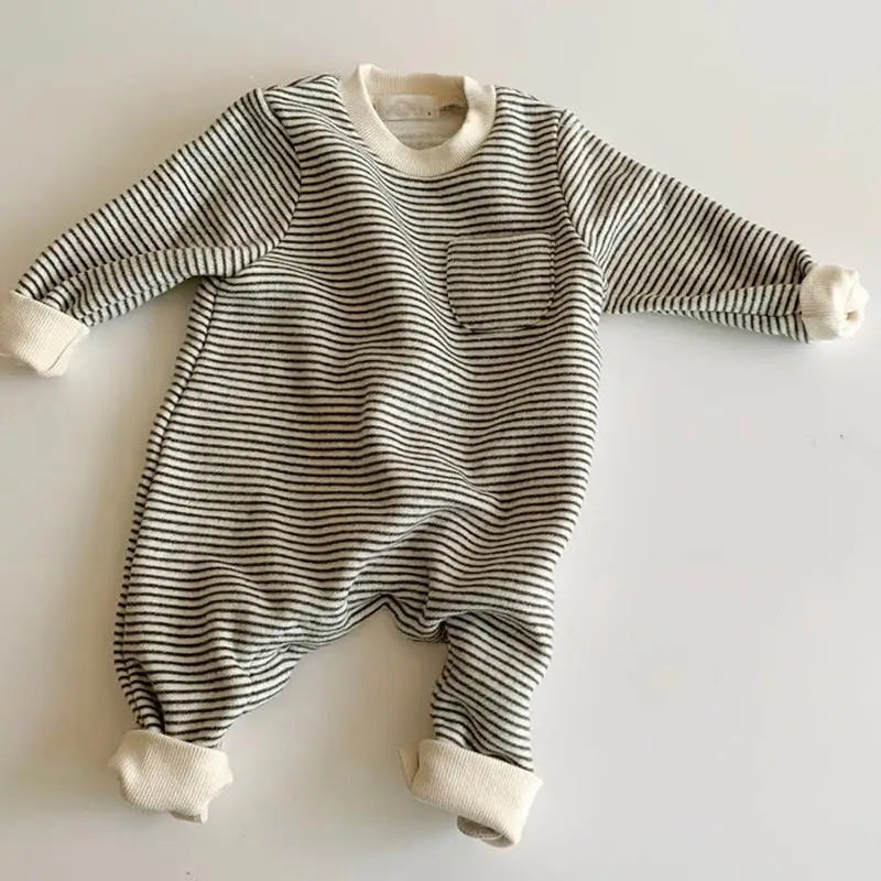 Striped Pocket Cotton Jumpsuit