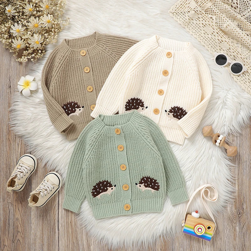 Hedgehog Embroidery Knit Cardigan