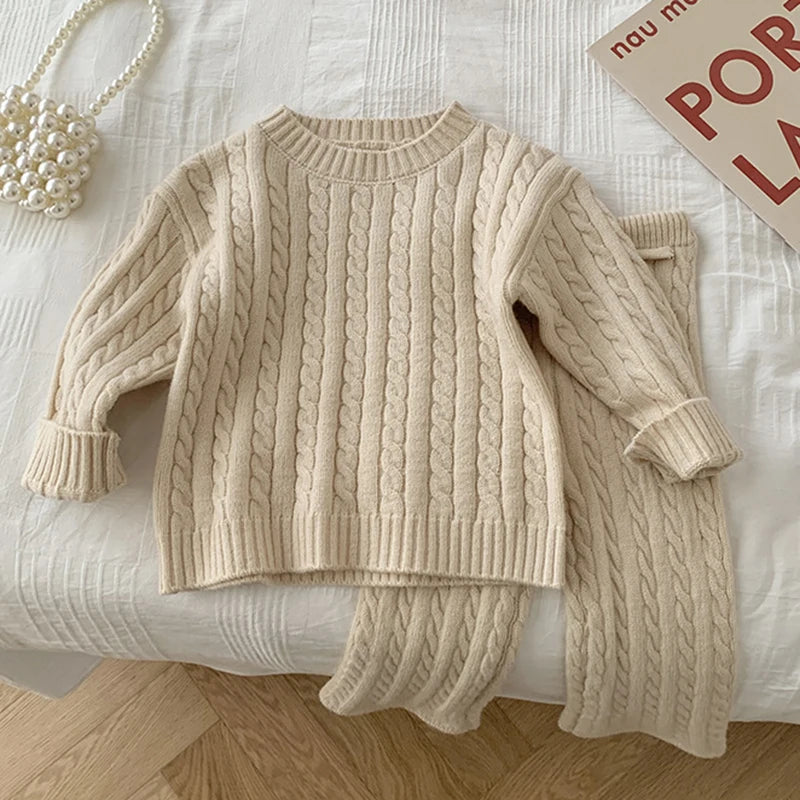Unisex Solid Color Knit Set