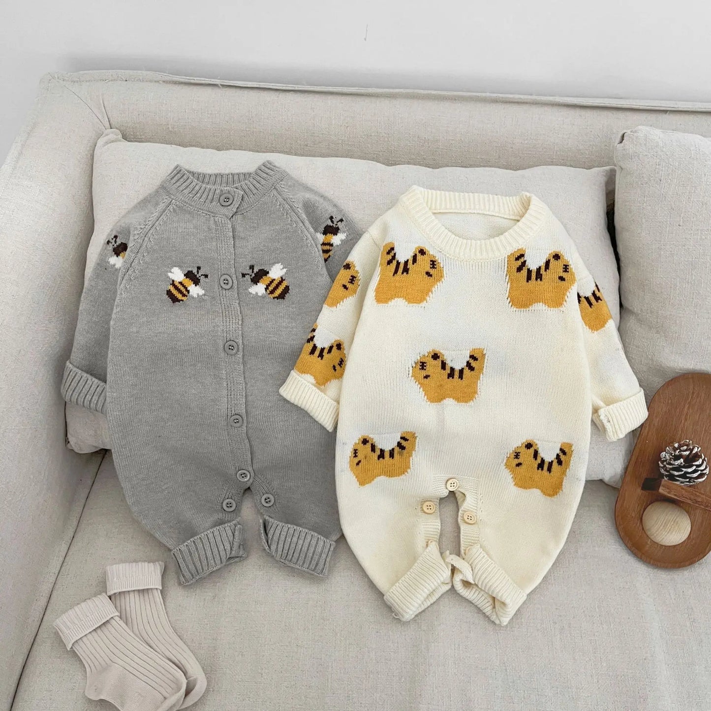 Cartoon Animal Print Knit Jumpsuit