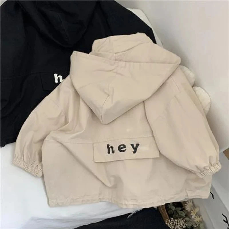 Oversized Hey Hooded Zipper Jacket
