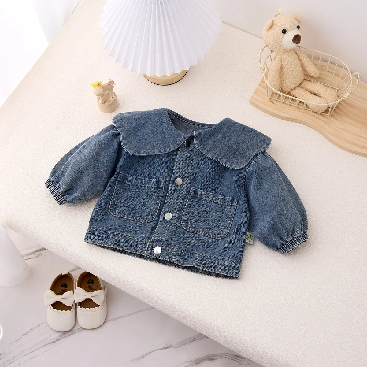 Girls Denim Collared Top