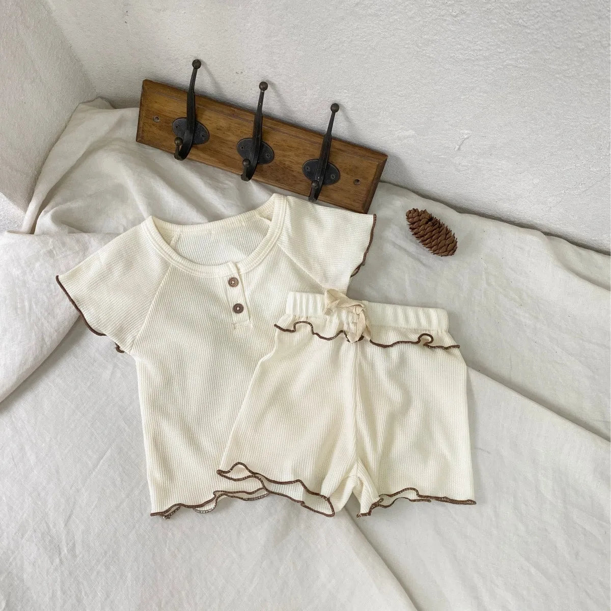 Waffle Knit Wave Edge Set