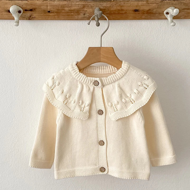 Thick Ruffled Collar Knit Cardigan