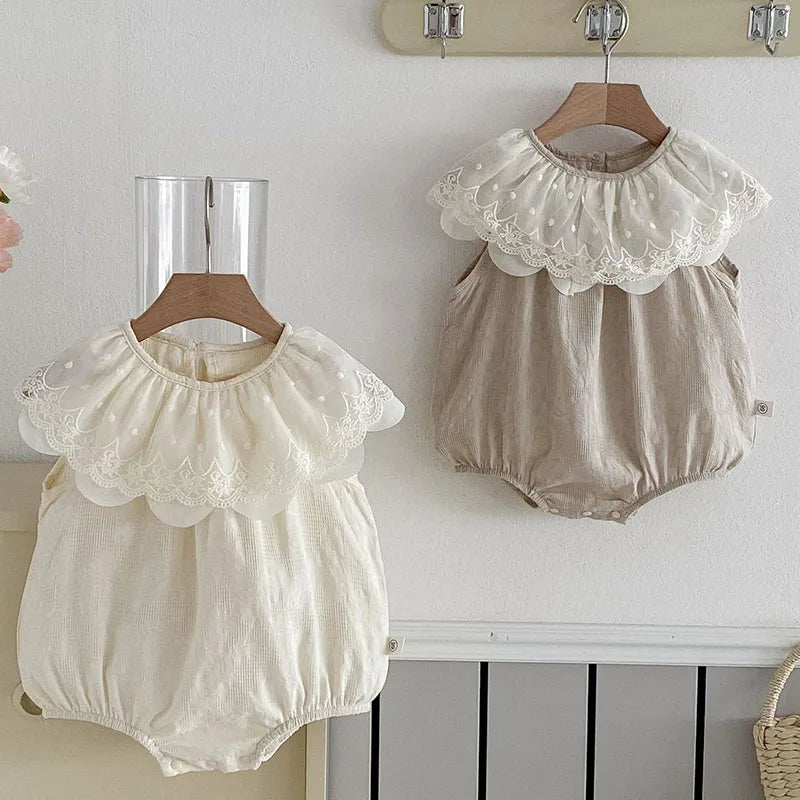 Sleeveless Lace Splicing Romper