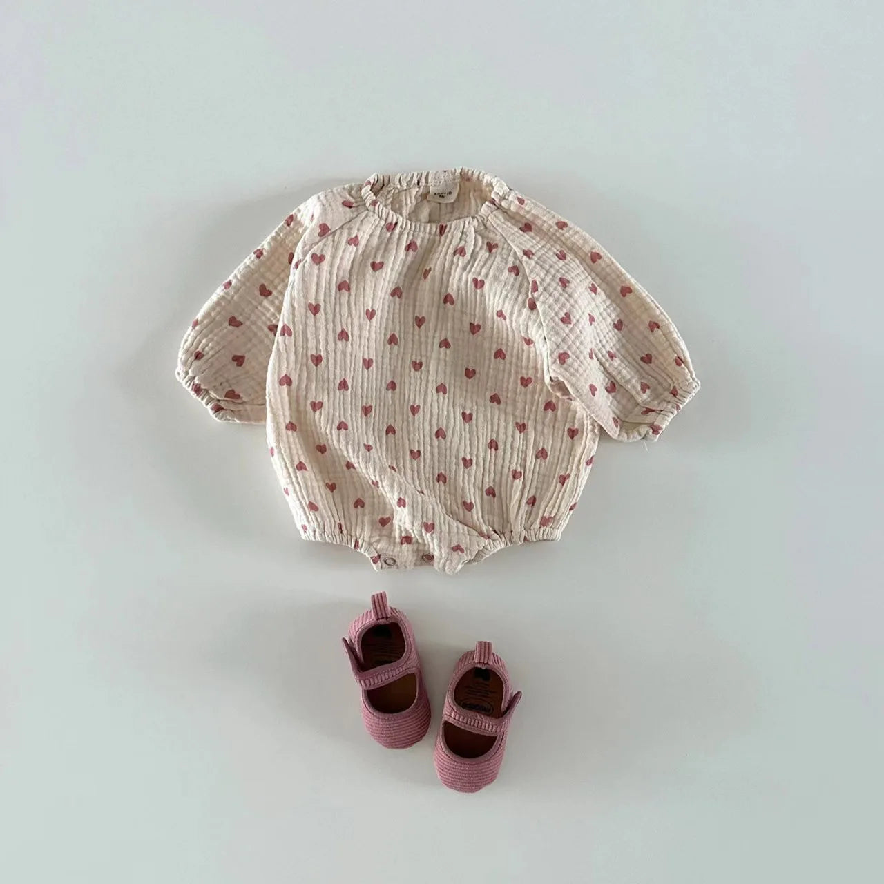 Cotton Plaid Hearts Romper