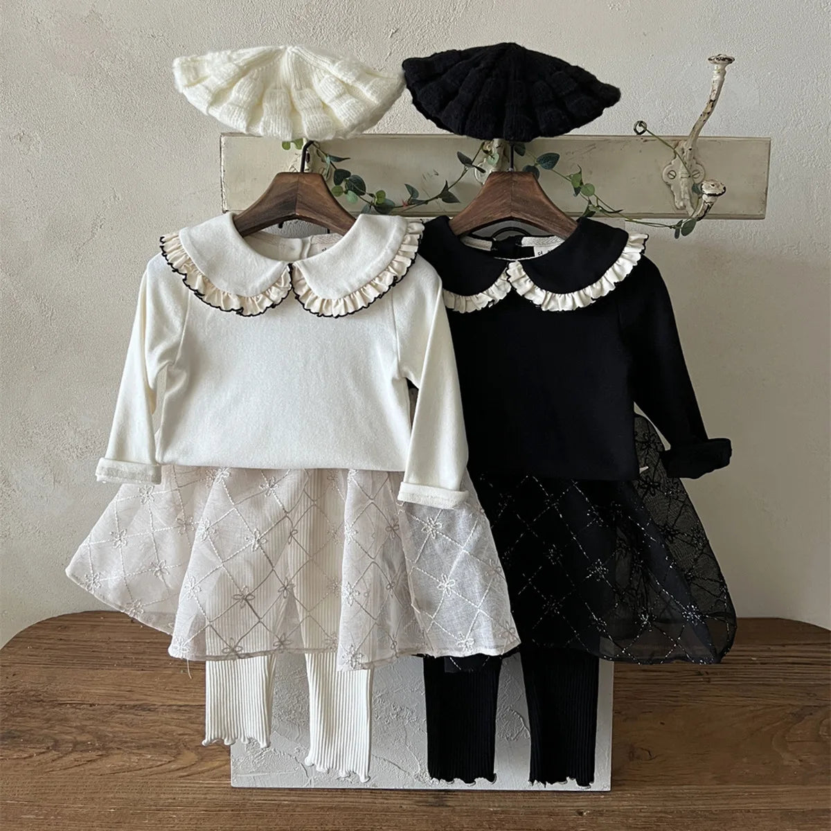 Black Peter Pan Ruffled Collar Shirt