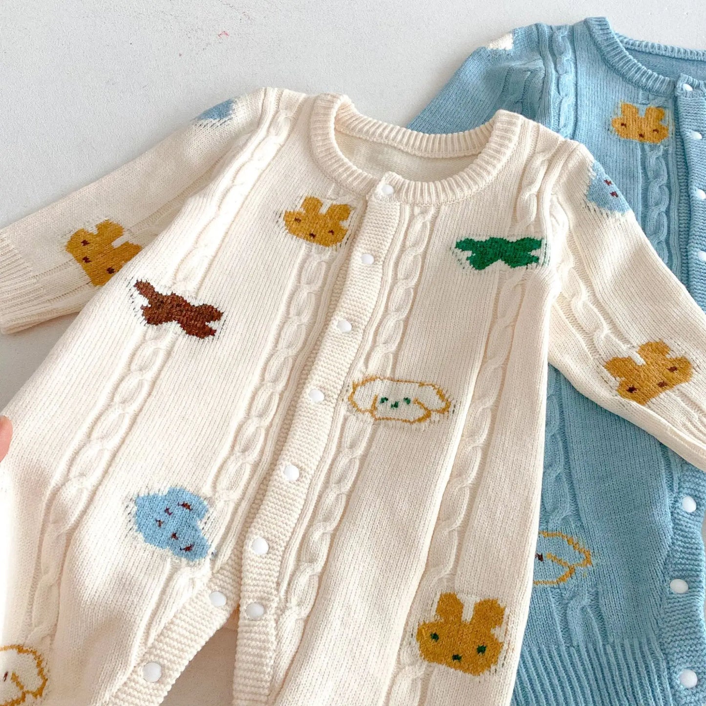 Cartoon Animal Embroidery Knit Jumpsuit