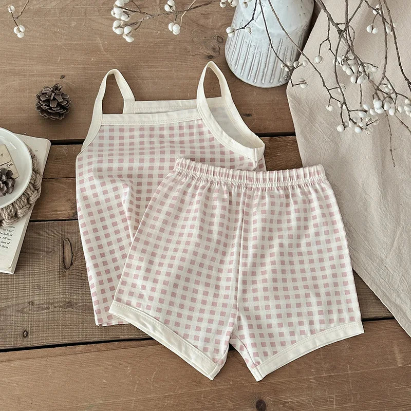Checkered Cotton Camisole Set