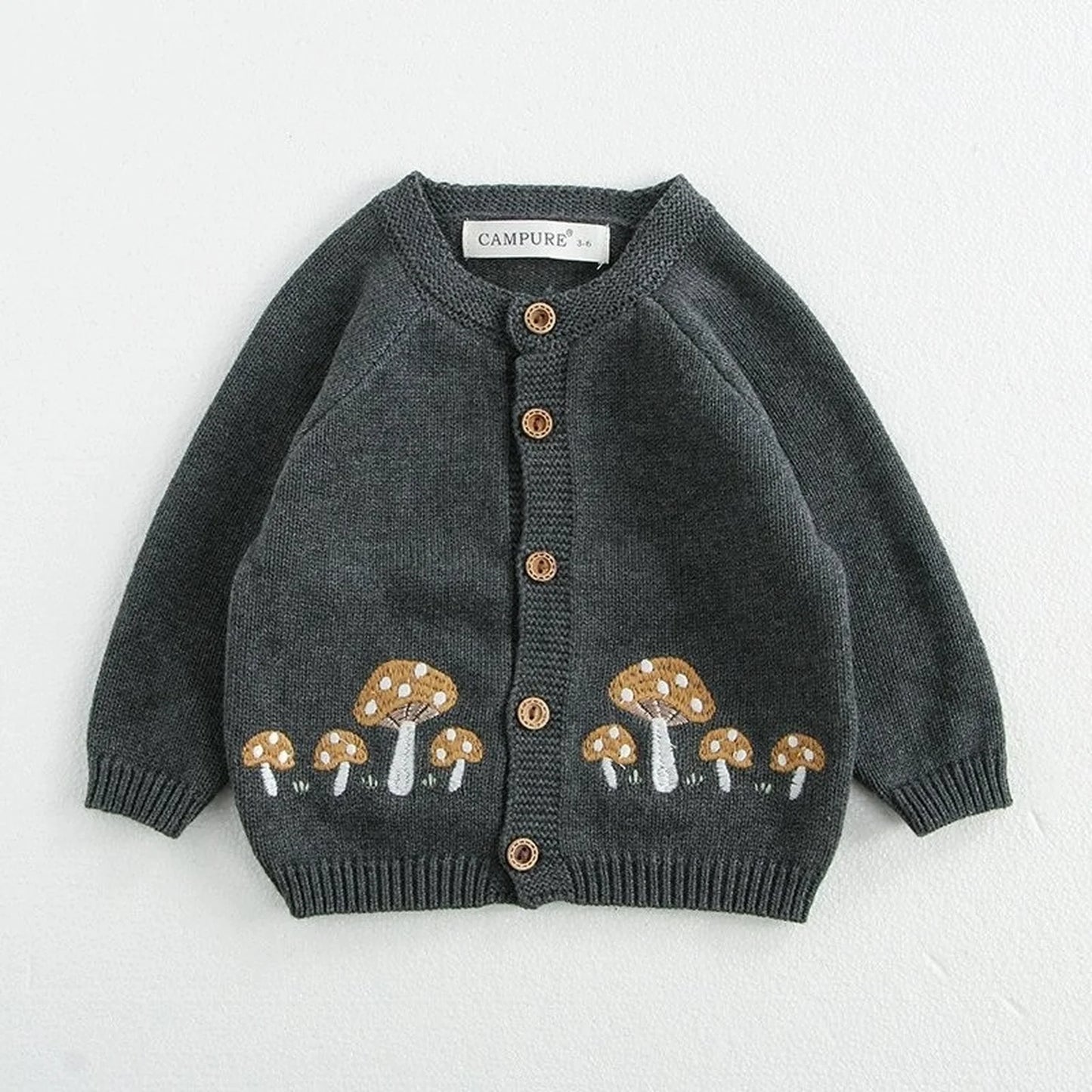 Mushroom Embroidery Knit Cardigan