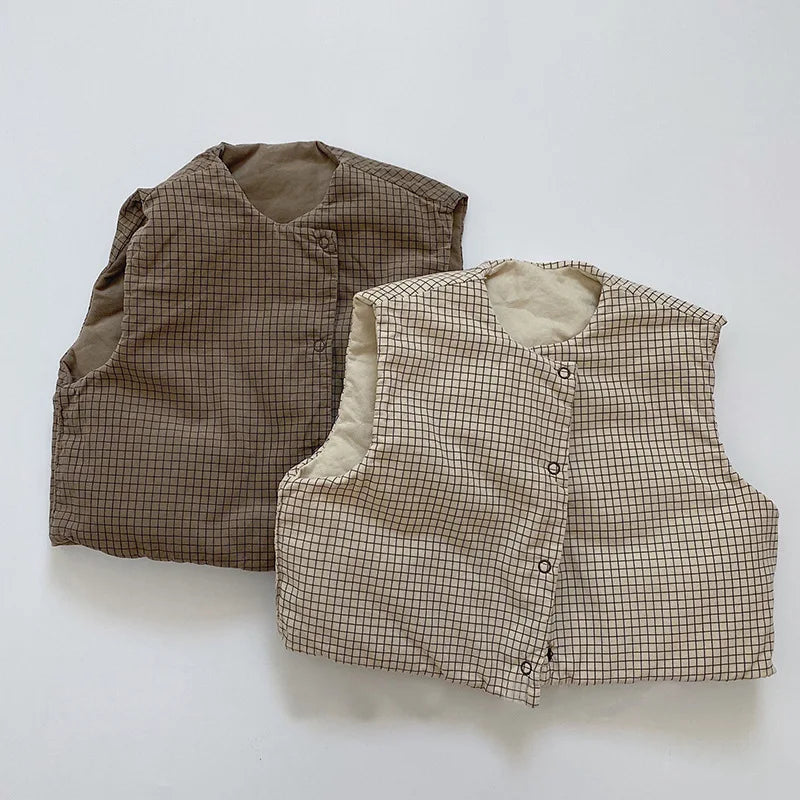 Plaid Padded Reversible Vest