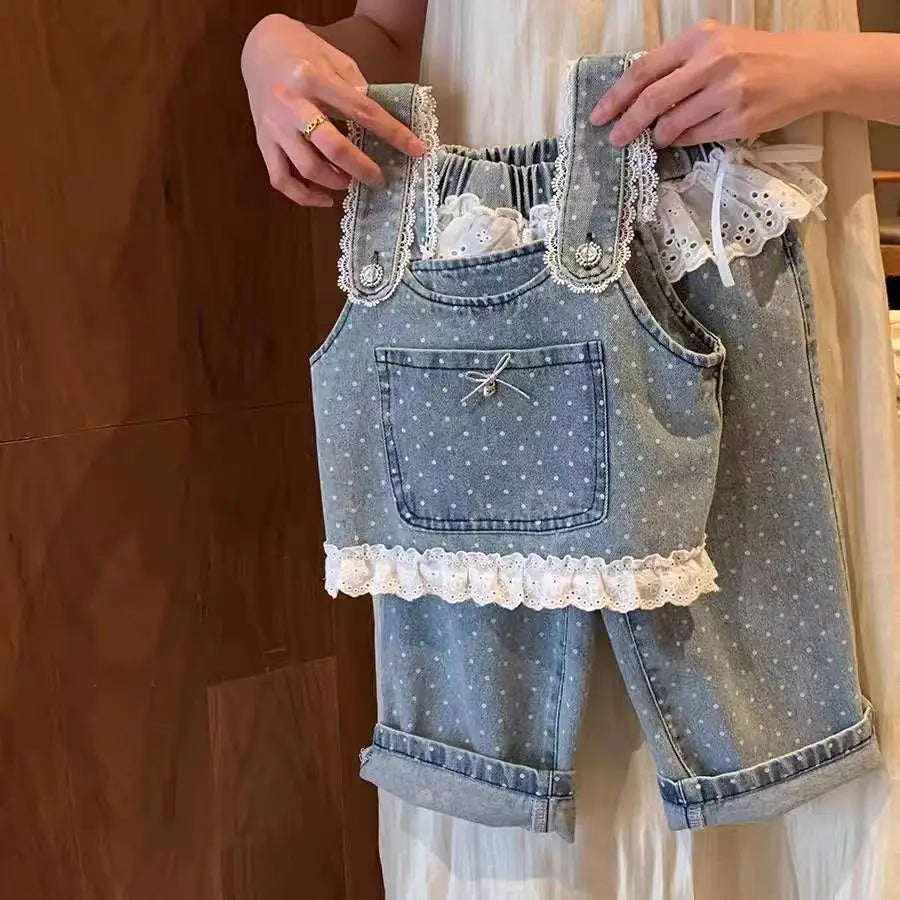 Denim Polka Dot Laced Set