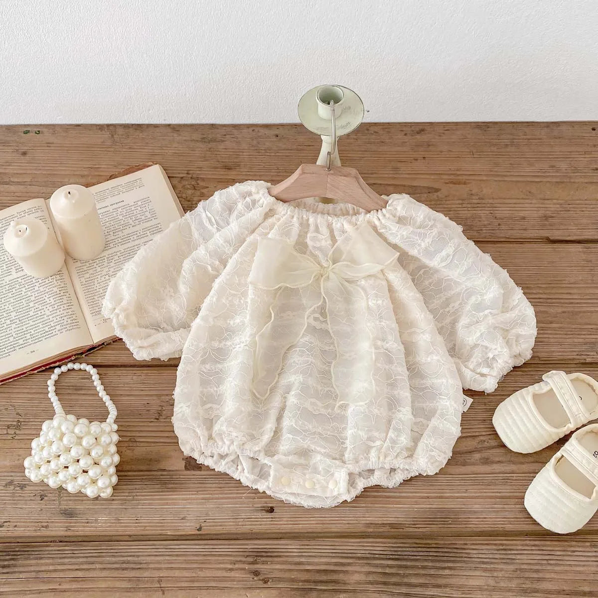 Big Bow Decorated Puff Sleeve Romper