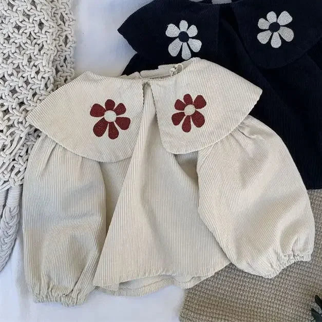 Big Collar Floral Embroidery Blouse