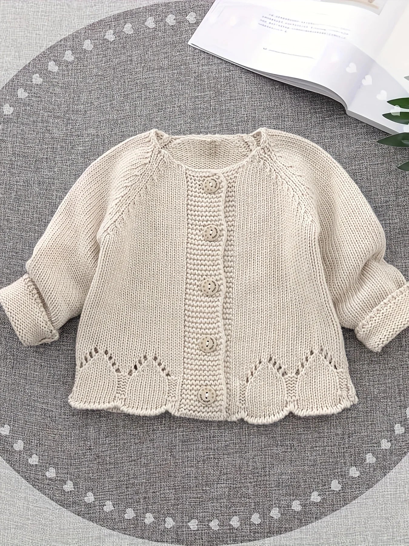 Beige Thick Knit Cardigan