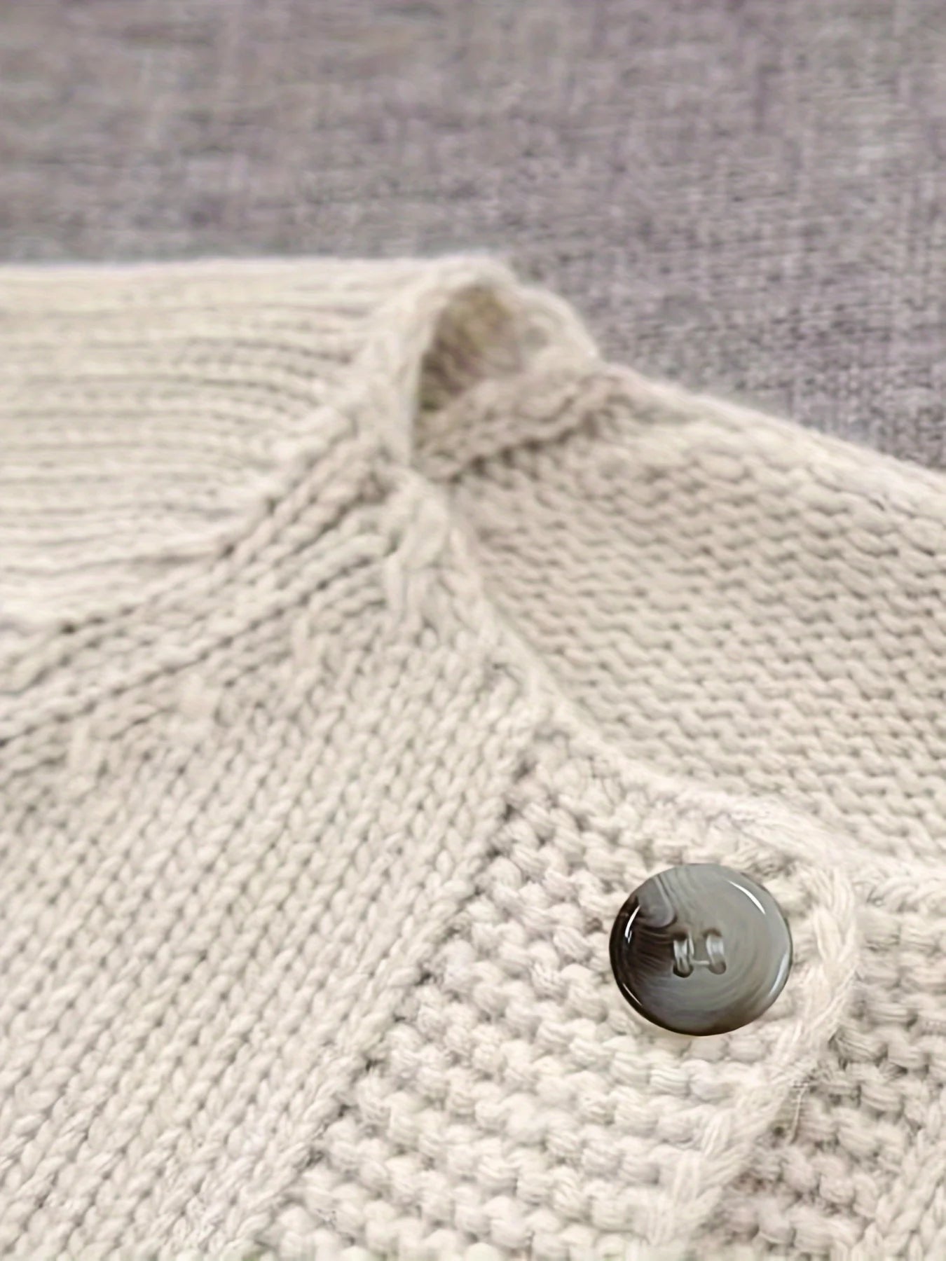 Beige Thick Knit Cardigan