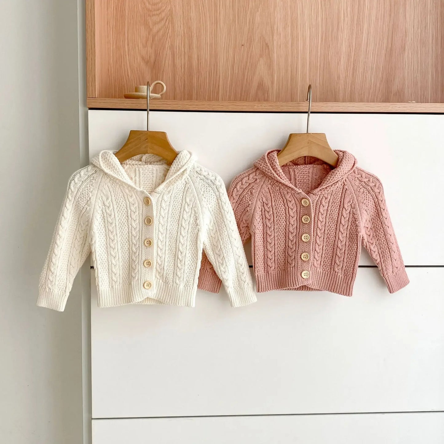 Cotton Cable Knit Hooded Cardigan
