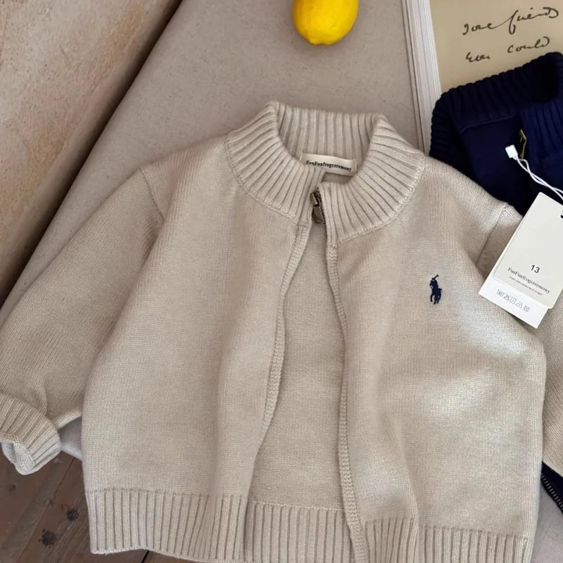 Woolen Knit Cotton Zipper Cardigan