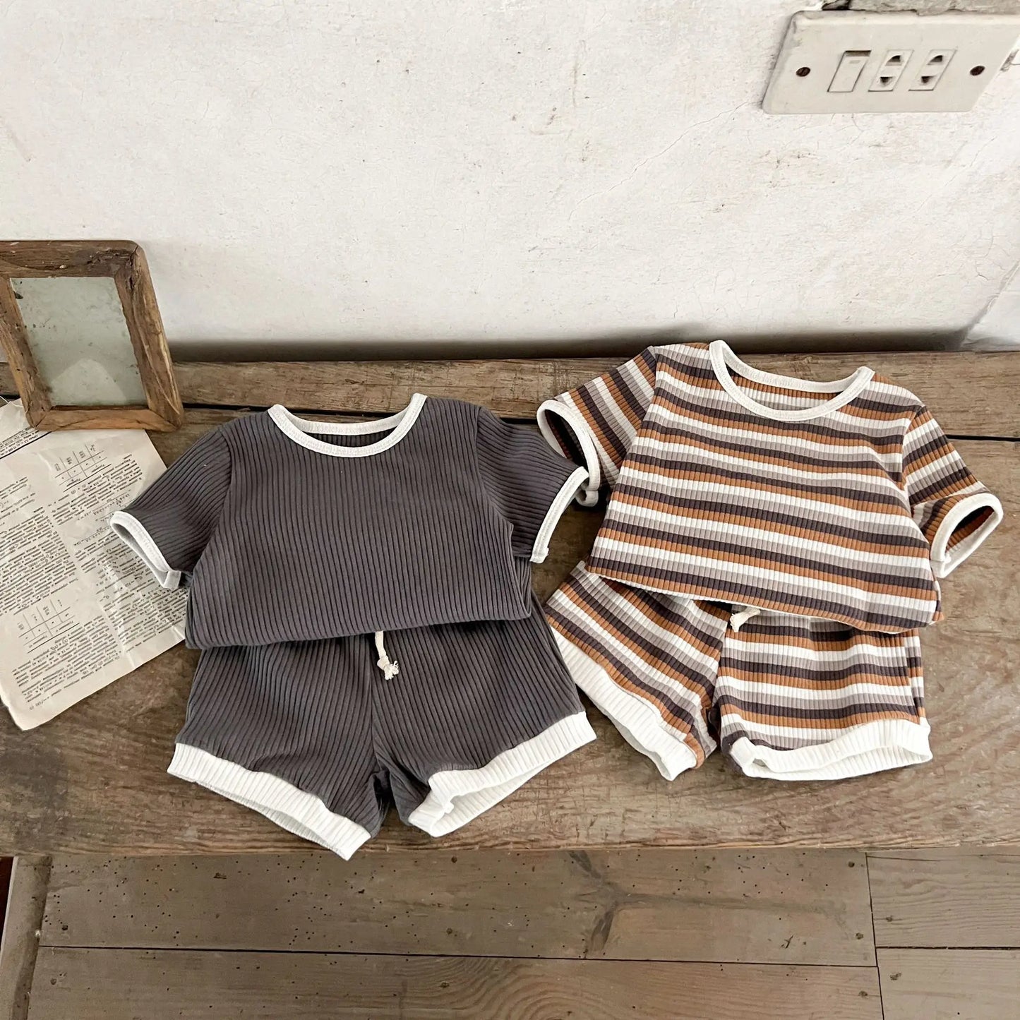 Boys Ribbed Short Sleeve Set