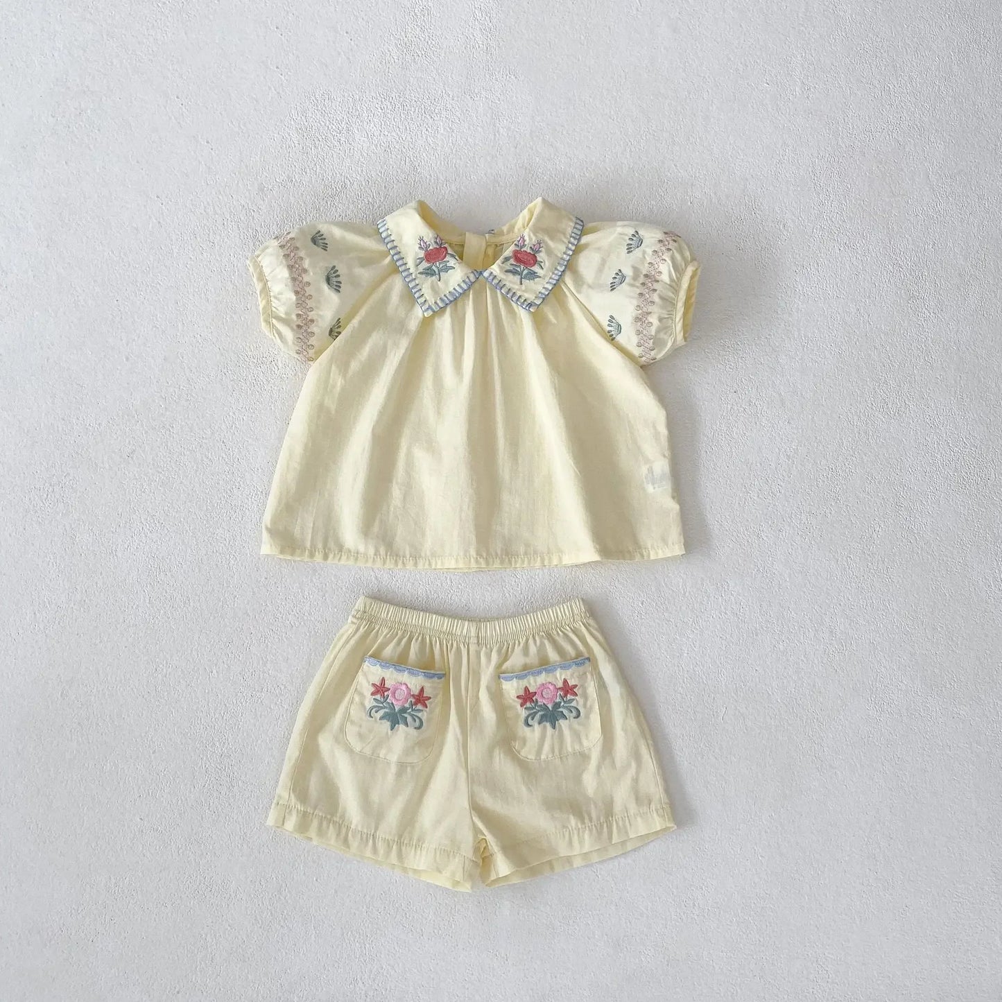 Ivory Floral Embroidery Collar Set