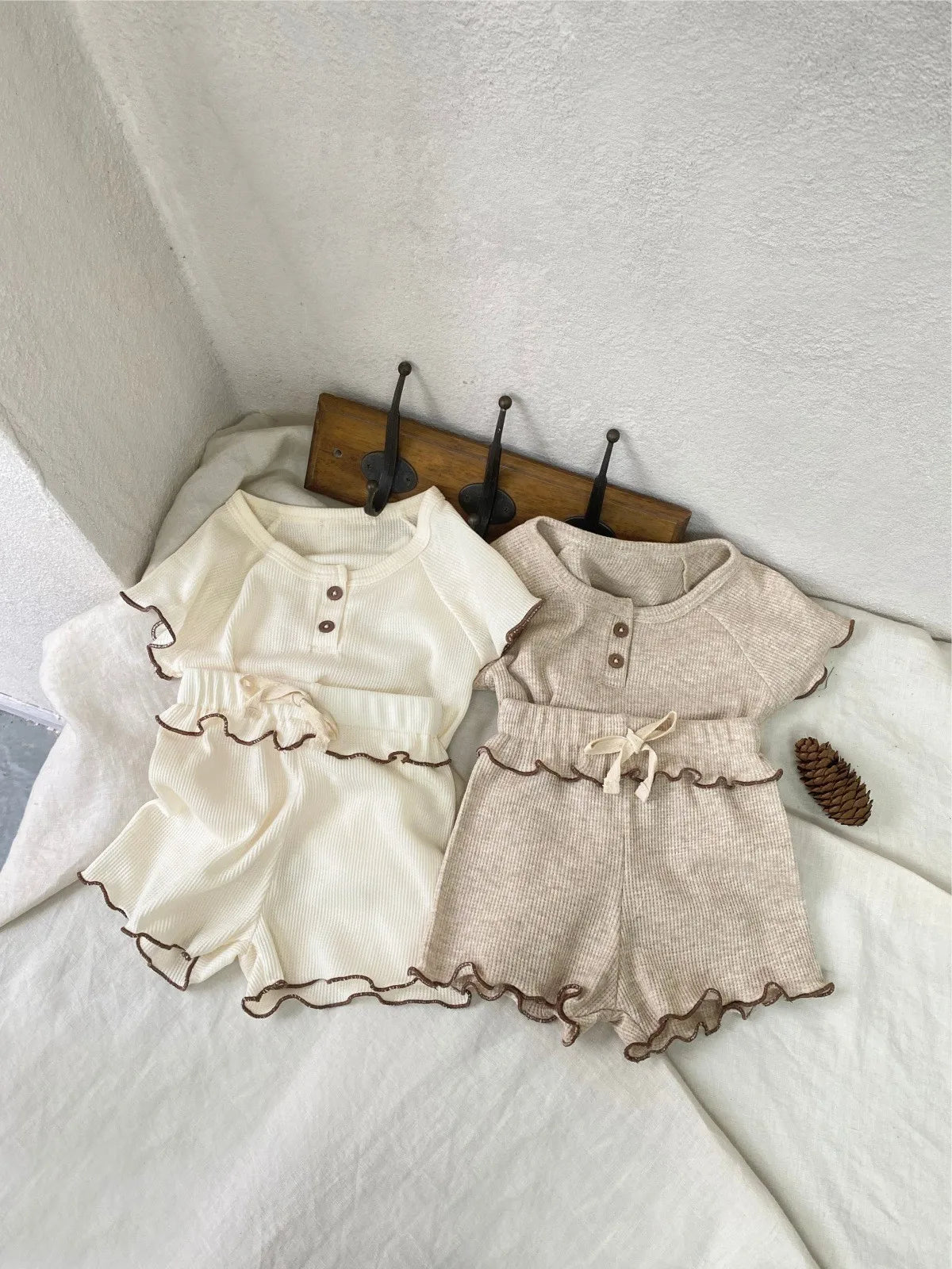 Waffle Knit Wave Edge Set