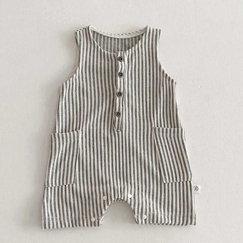 Sleeveless Cotton Striped Romper
