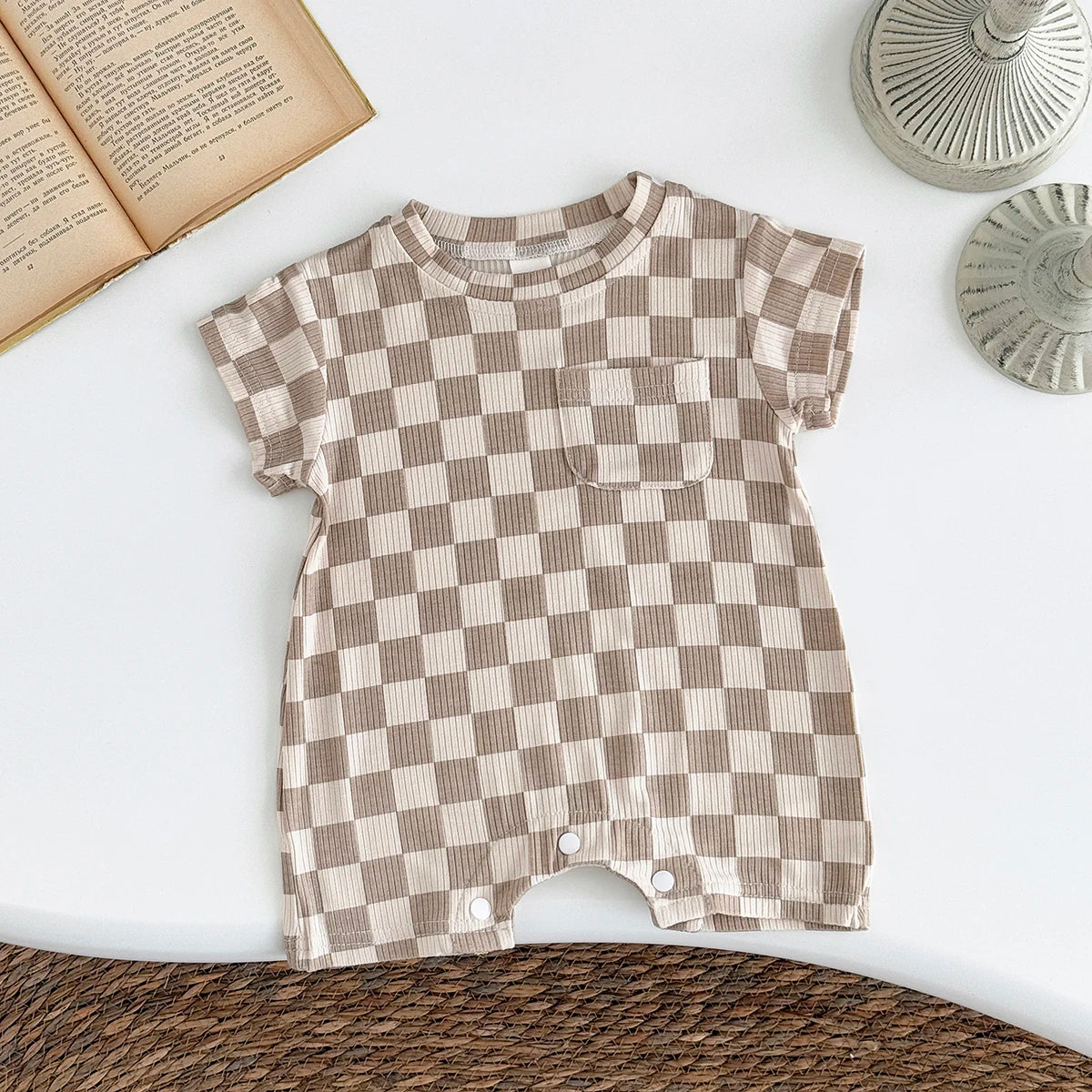 Ribbed Checkered Romper