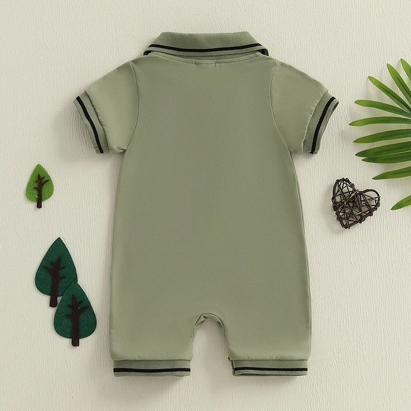 Dinosaur Button-Up Collared Romper