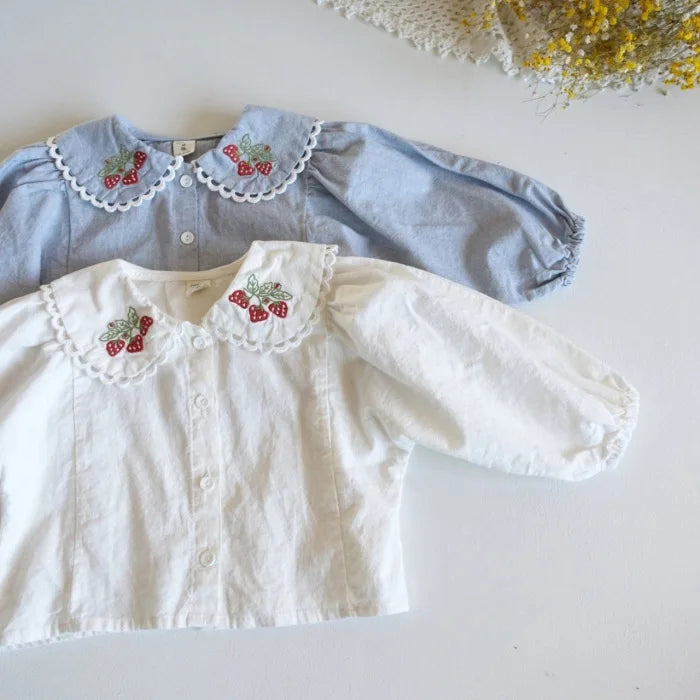 Strawberry Cotton Collar Laced Blouse