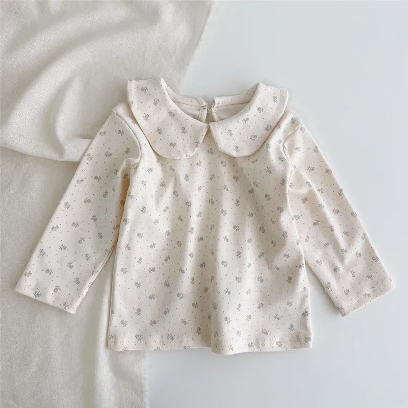 Plaid Floral Cotton Collar Shirt