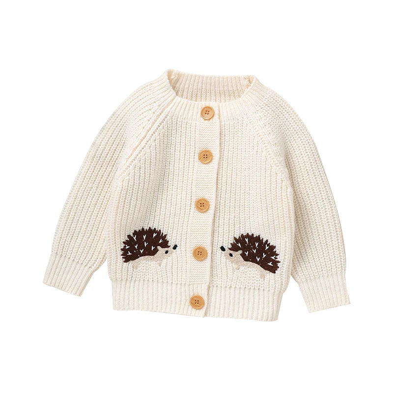 Hedgehog Embroidery Knit Cardigan