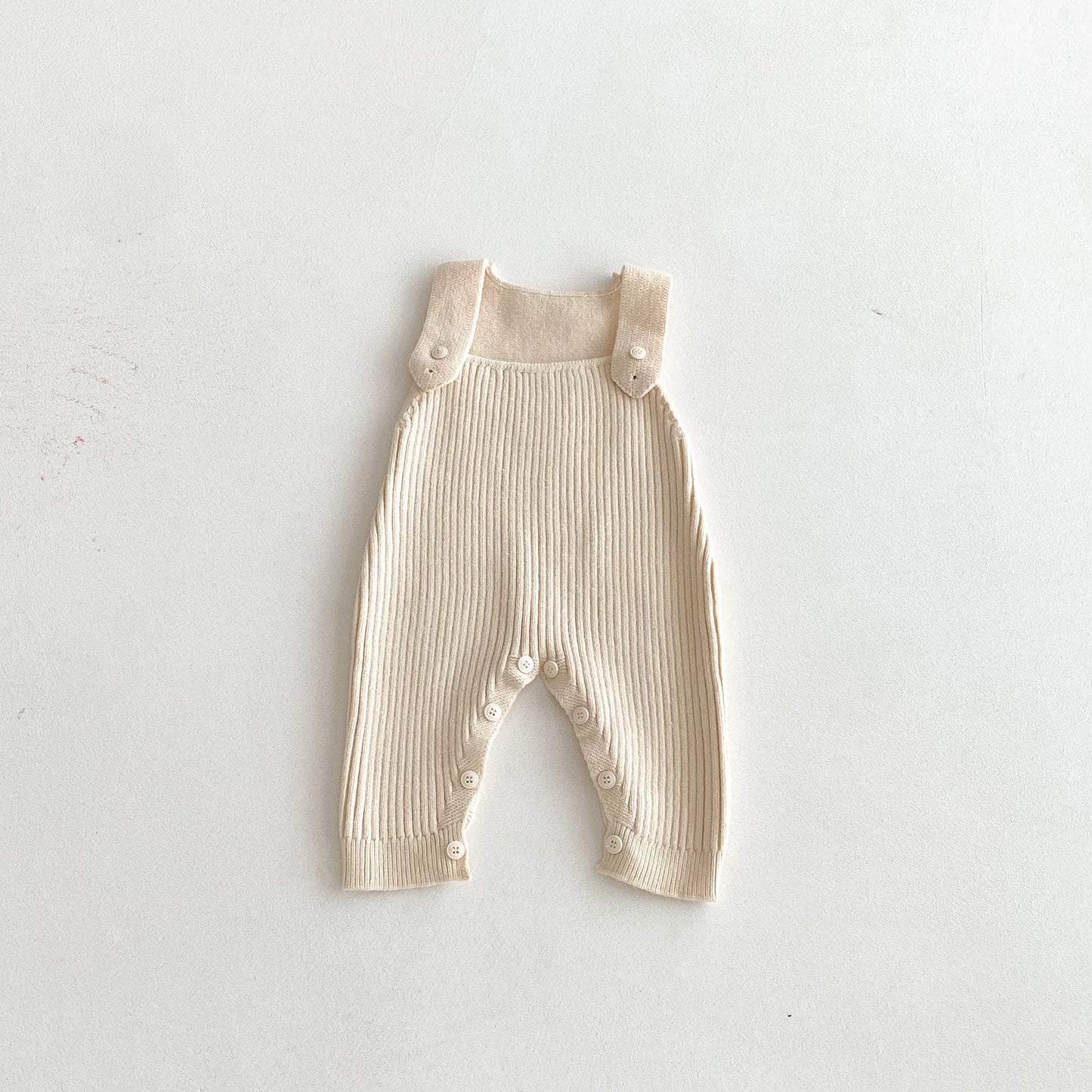 Ribbed Knit Snap Button Overalls