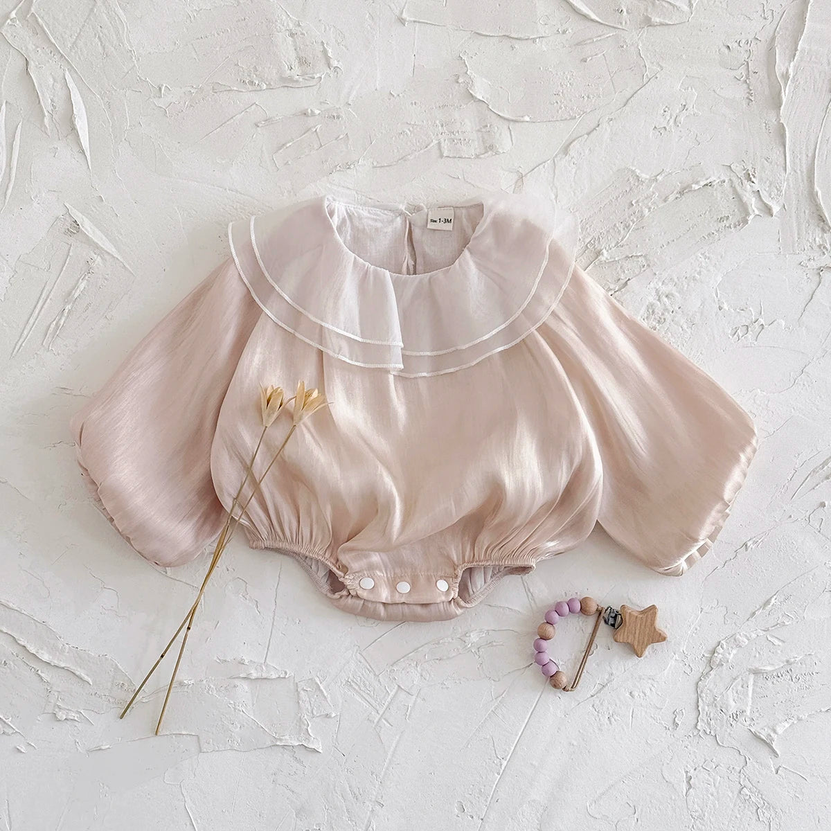Apricot Mesh Collar Romper