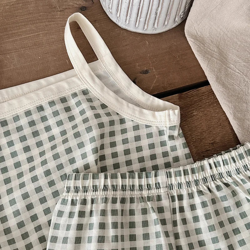 Checkered Cotton Camisole Set