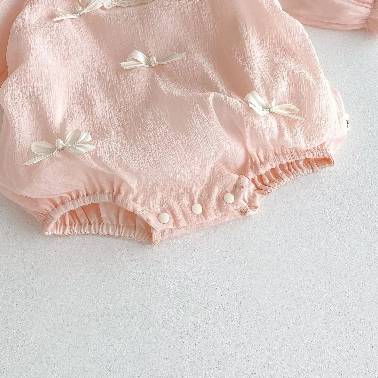 Sweet Pink Lace Collar Bow Romper