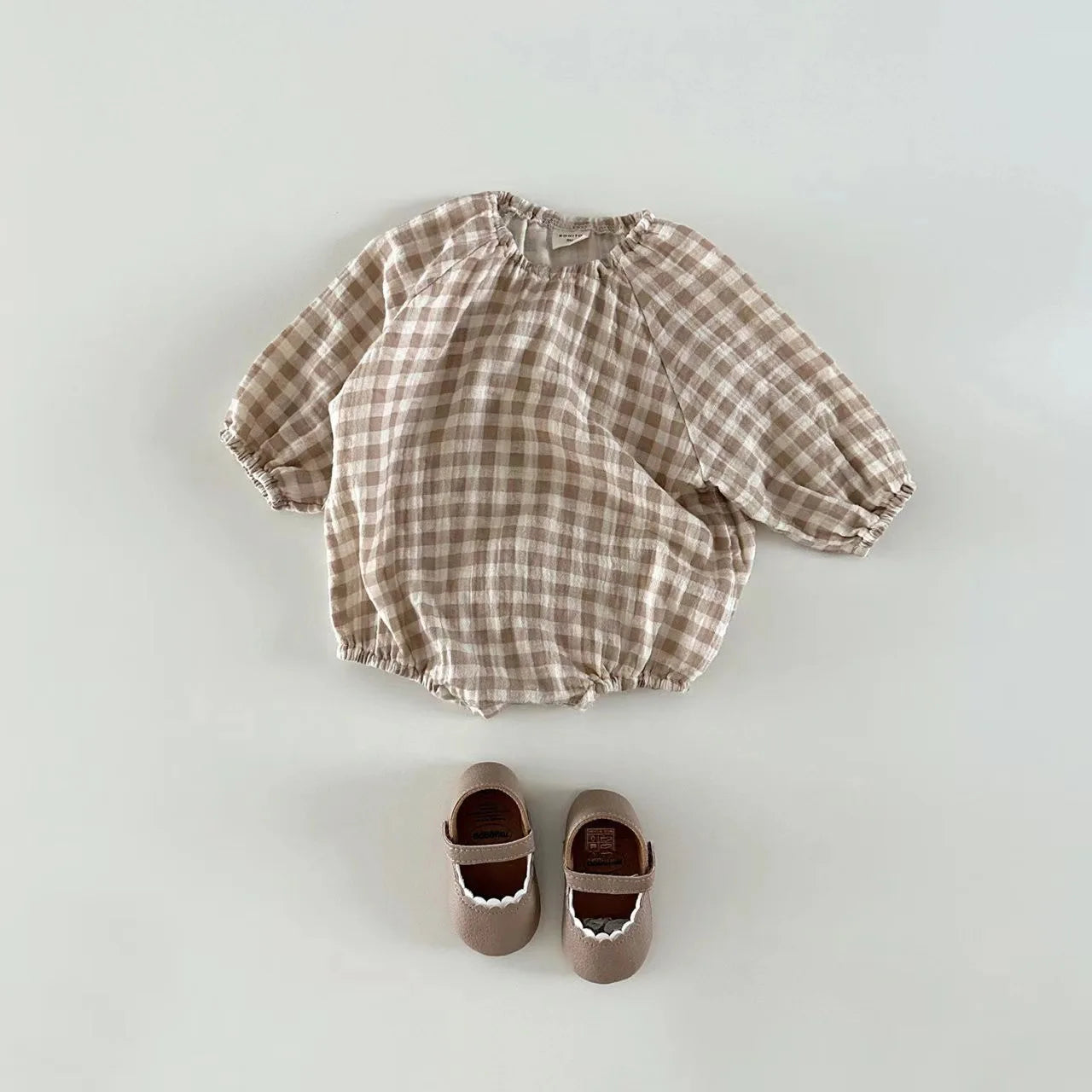 Cotton Plaid Hearts Romper