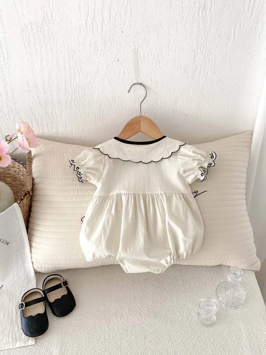 Black Bow Short Sleeve Sweet Romper