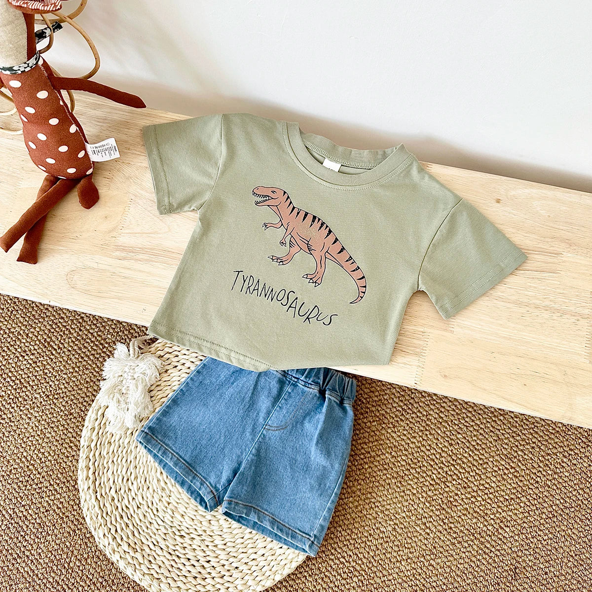 Dinosaur Print Denim Set
