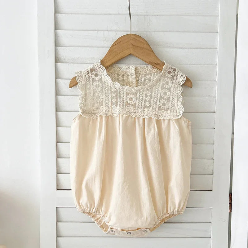 Laced Floral Embroidery Romper