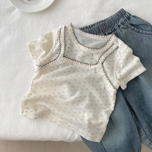 Floral Mock Layered T-shirt