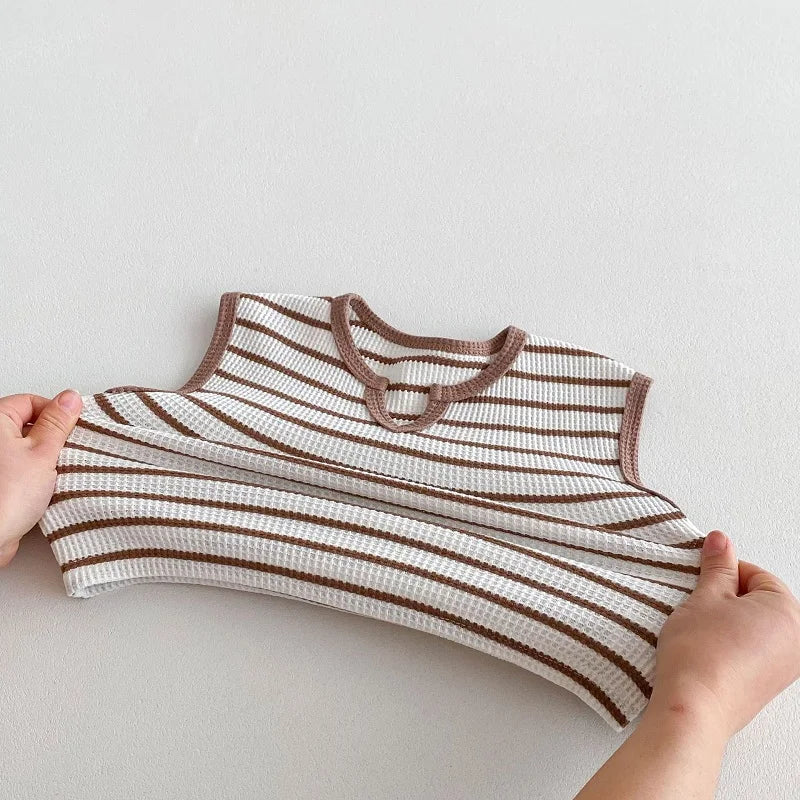 Ribbed Striped Vest Set