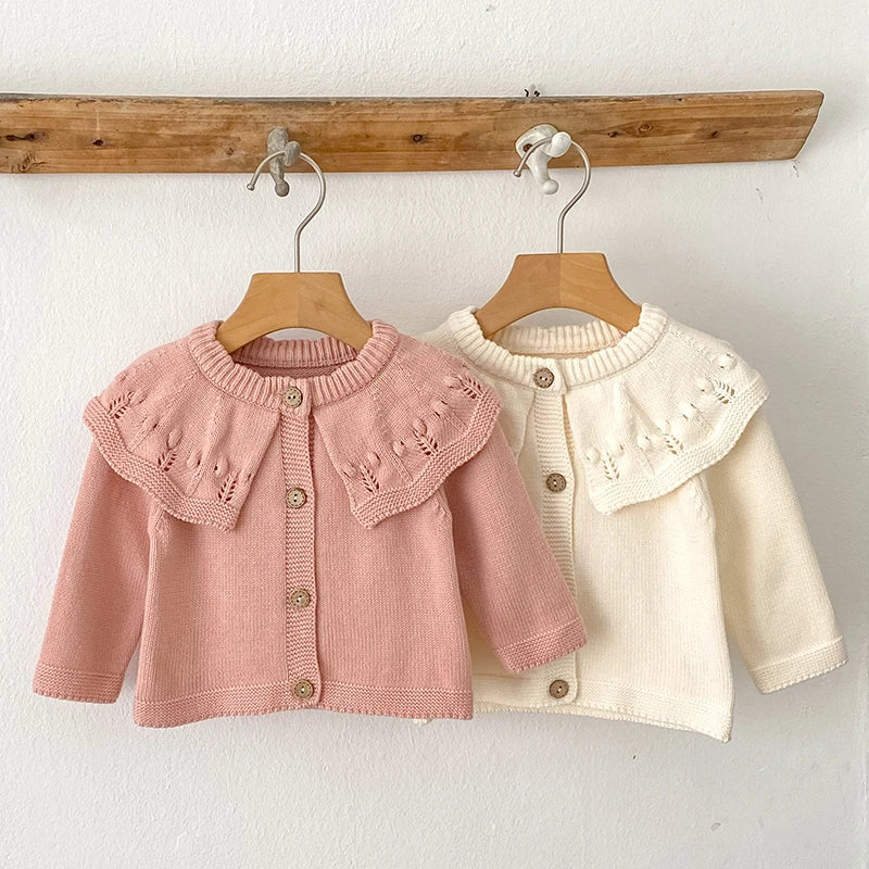Thick Ruffled Collar Knit Cardigan