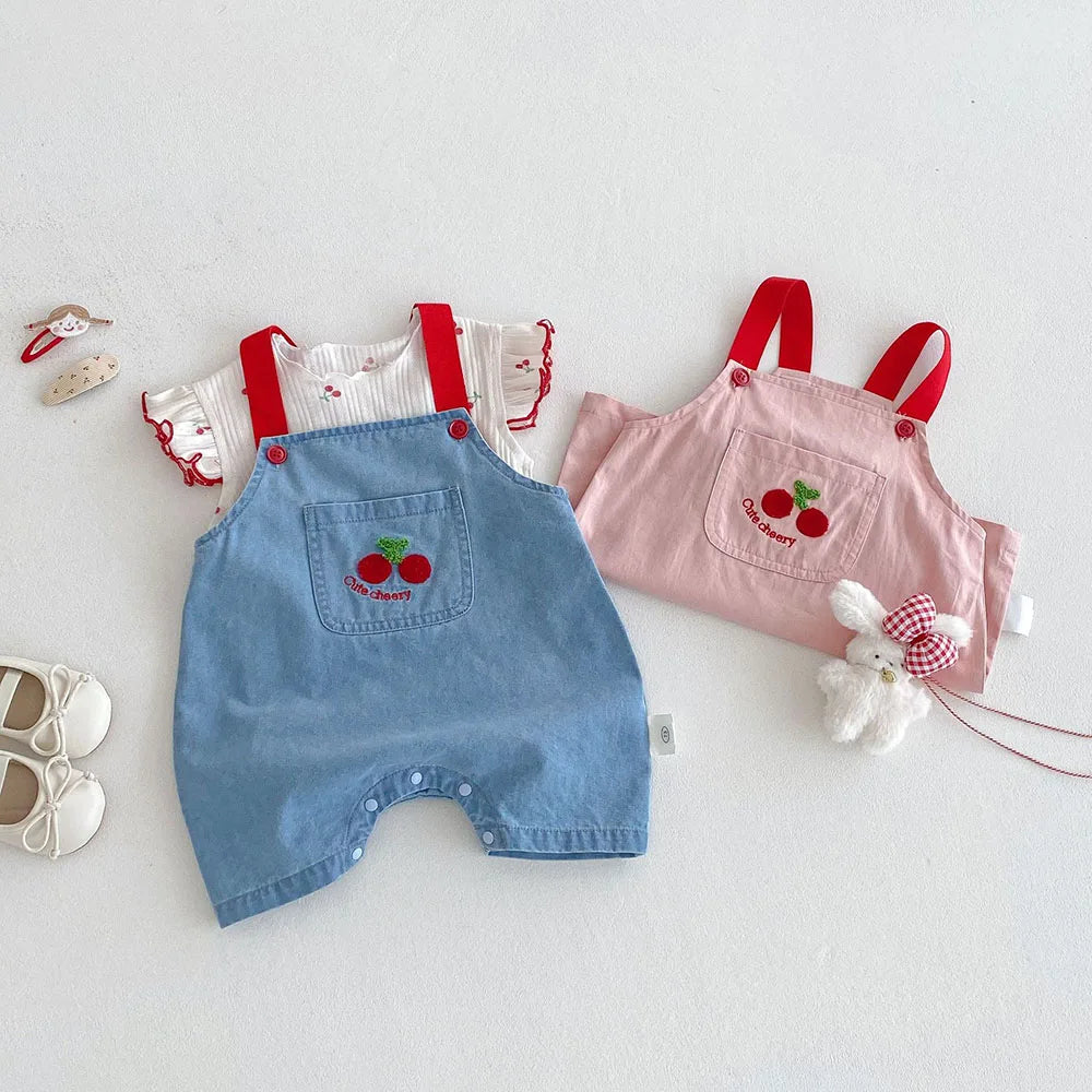 Red Cherry Overalls and T-shirt