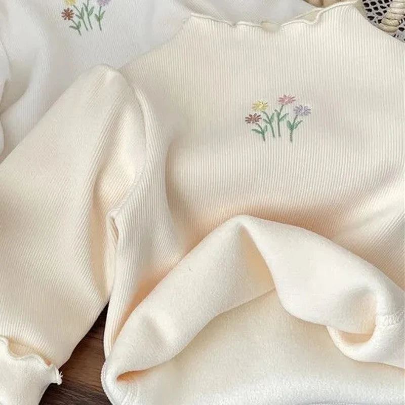 Girls Ribbed Fancy Floral Shirt