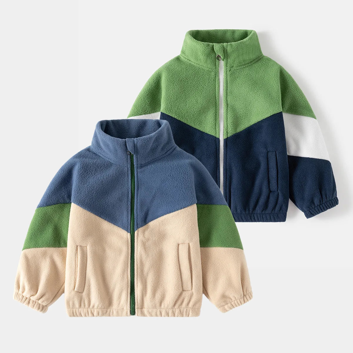 Patched Colour Polar Fleece Jacket