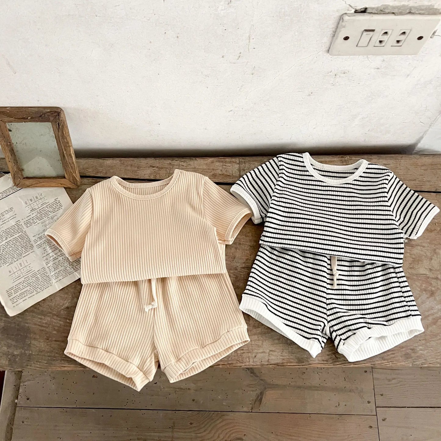 Boys Ribbed Short Sleeve Set