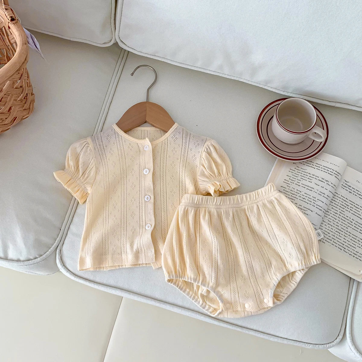Knit Embroidery Button Down Set