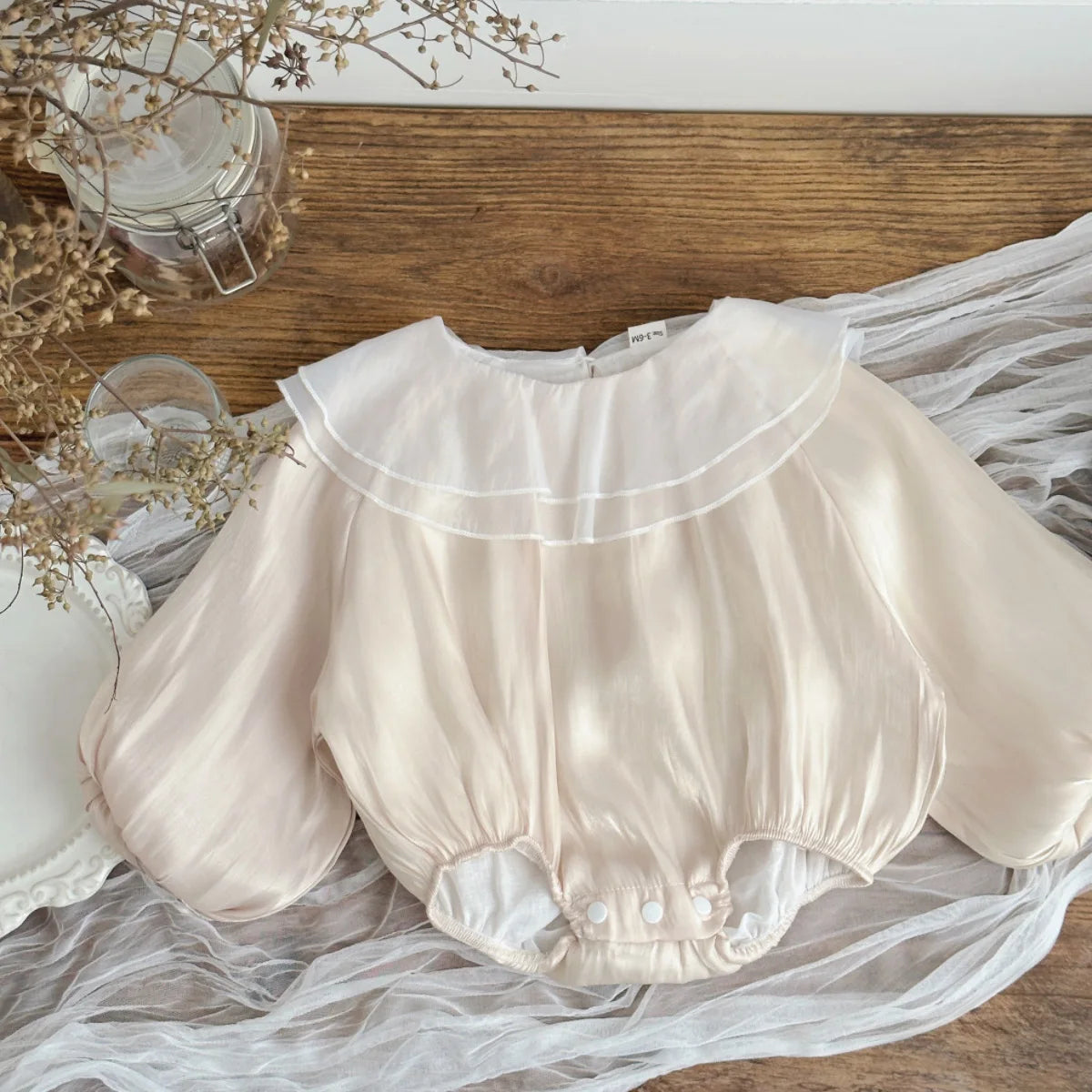Apricot Mesh Collar Romper