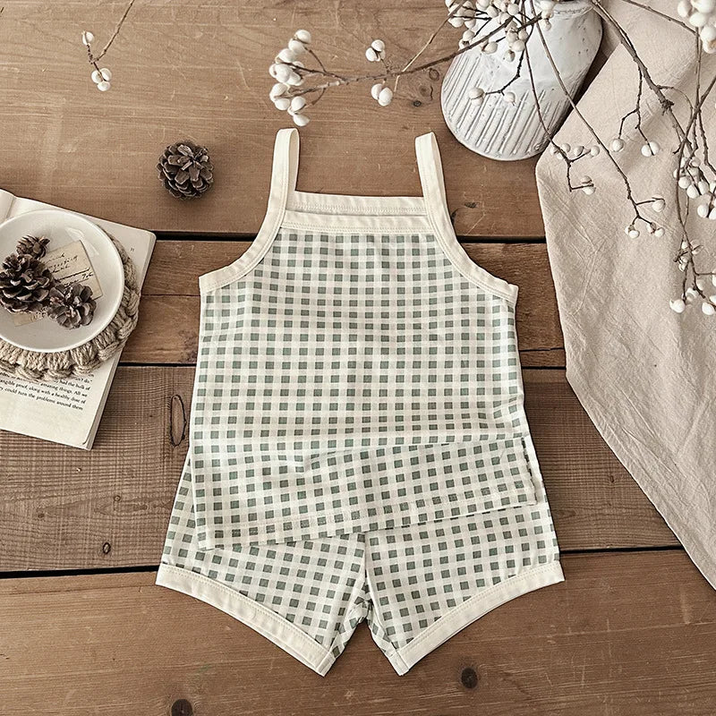 Checkered Cotton Camisole Set