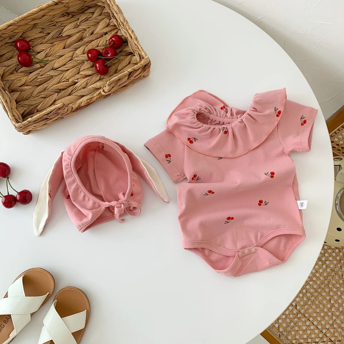 Cherry Bunny Ears Bodysuit and Hat